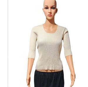 Joseph Abboud Cream Ribbed Women's Top
